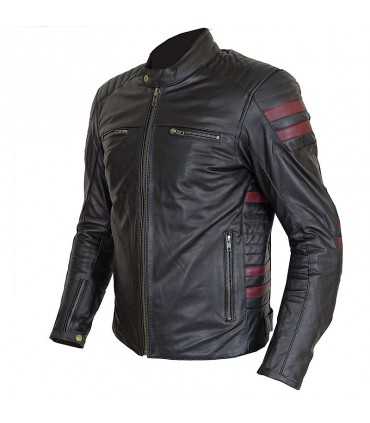 Motorcycle jacket Prexport Stripes black bordeaux