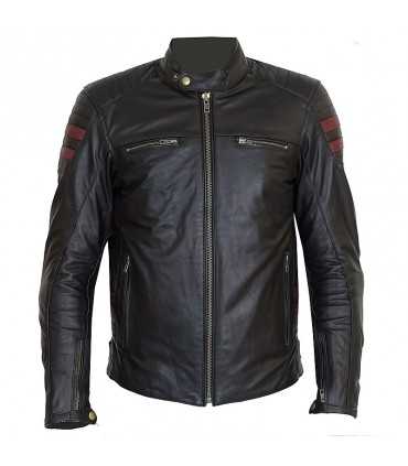 Motorcycle jacket Prexport Stripes black bordeaux