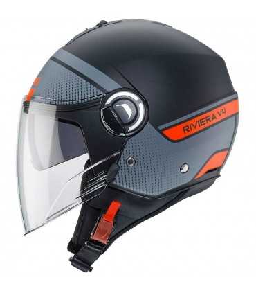 Casco Jet Caberg Riviera V4 Elite antracite arancio opaco