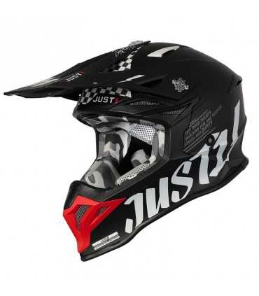 Casque cross Just-1 J39 Rock noir matt rouge