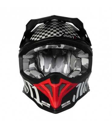 Casque cross Just-1 J39 Rock noir matt rouge