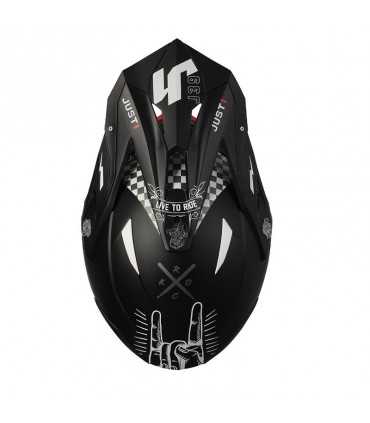 Casque cross Just-1 J39 Rock noir matt rouge