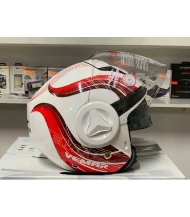 Casco jet Vemar Breeze bianco rosso