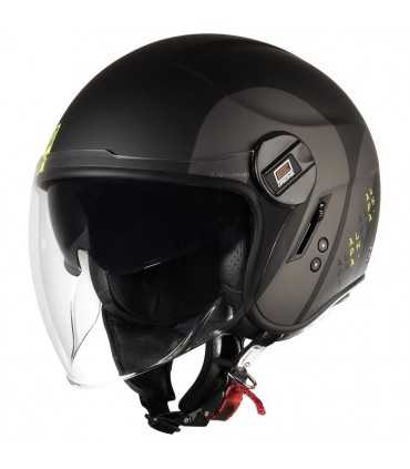 Casco jet Origine Alpha Track nero opaco giallo