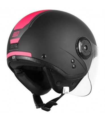 Origine Neon Scoop Jet Helm matt schwarz rosa