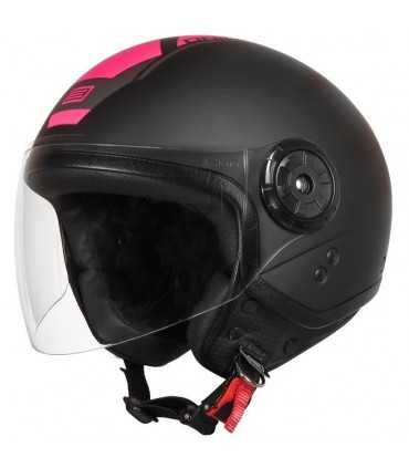 Casque jet Origine Neon Scoop noir matt pink