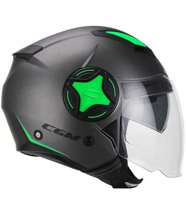 Casque jet Cgm ILLINOIS noir vert matt