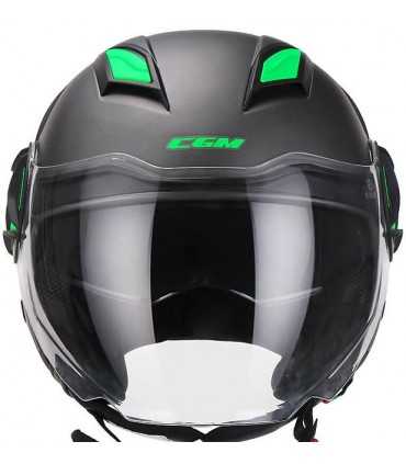 Casco jet Cgm ILLINOIS Sport nero verde opaco