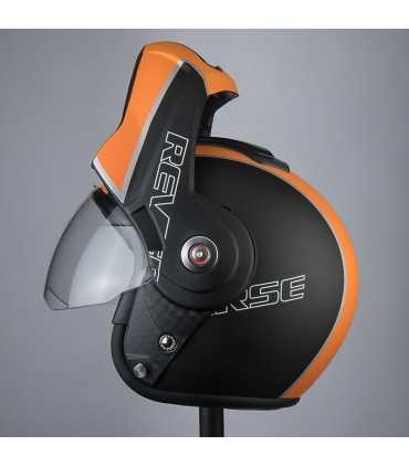 Casco moto apribile Bhr Reverse Cool nero opaco arancio