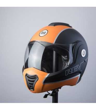 Casque moto modulaire Bhr Reverse Cool noir matt orange