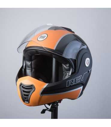 Casco moto apribile Bhr Reverse Cool nero opaco arancio