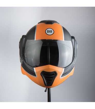 Casco moto apribile Bhr Reverse Cool nero opaco arancio