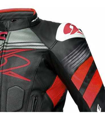 Spyke Estoril Evo Leder Motorradjacke schwarz rot