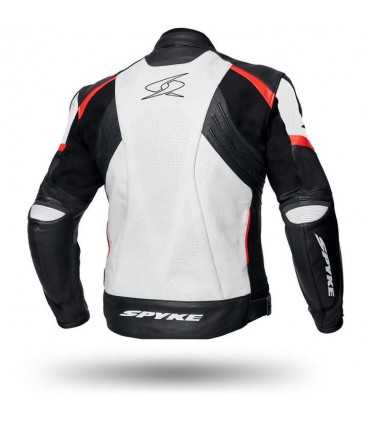 Veste en cuir Spyke Imola Evo 2.0 blanc rouge