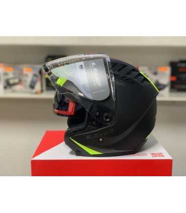 Casco jet LS2 Copter Urbane nero opaco giallo