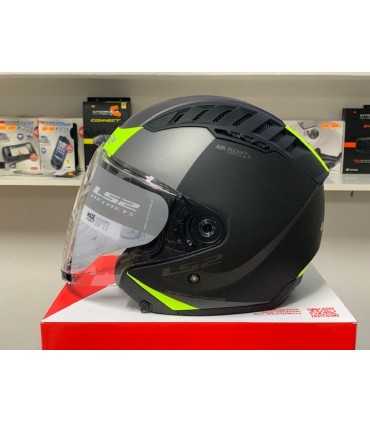 Casco jet LS2 Copter Urbane nero opaco giallo