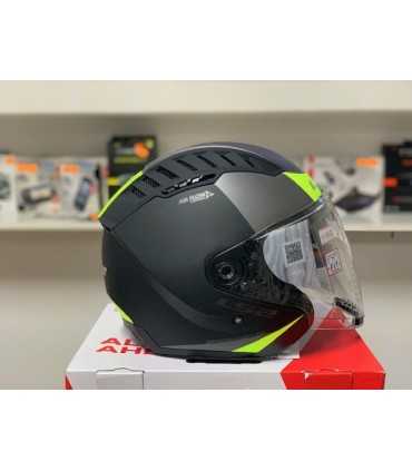 Casco jet LS2 Copter Urbane nero opaco giallo