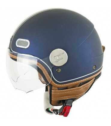 Cgm Globo vintage matt blau Jet Helm mit kurzem Visier