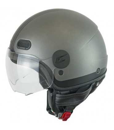 Casco jet Cgm Globo Sport grigio nero opaco visiera corta