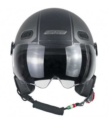 Casco jet Cgm Globo Sport grigio nero opaco visiera corta