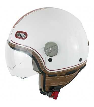 Casco jet Cgm Globo vintage bianco bordeaux visiera corta