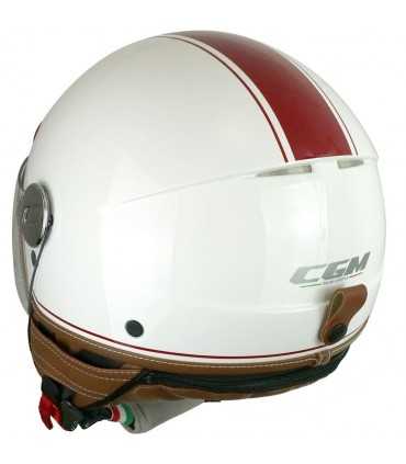 Casco jet Cgm Globo vintage bianco bordeaux visiera corta