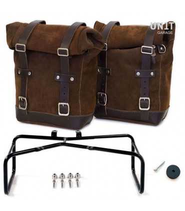 UNIT GARAGE TWO WAXED SUEDE SIDE PANNIERS + DOUBLE SUBFRAME BMW NINE T