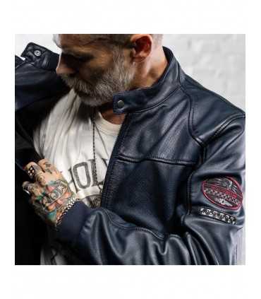 Veste en cuir moto Holy Freedom Due dark bleu