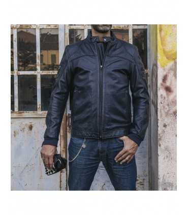 Veste en cuir moto Holy Freedom Due dark bleu