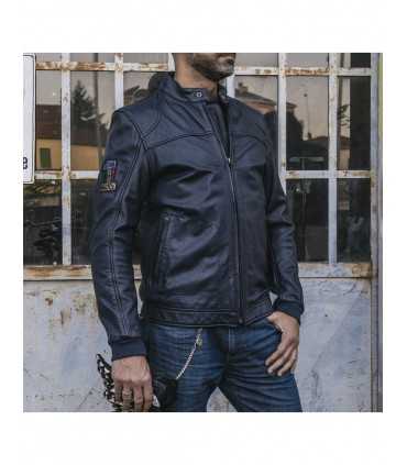 Veste en cuir moto Holy Freedom Due dark bleu