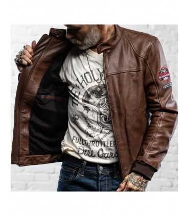 Giacca in pelle moto Holy Freedom Due marrone