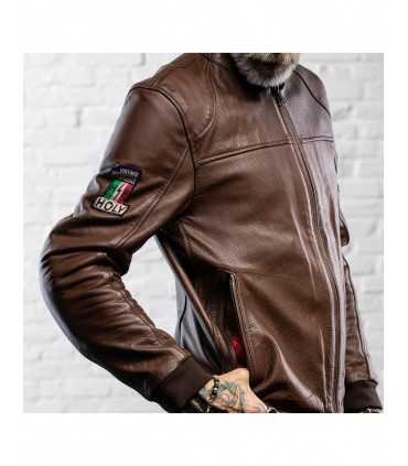 Holy Freedom Due braune Motorrad-Lederjacke