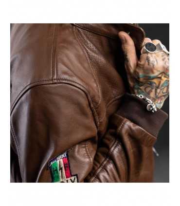 Giacca in pelle moto Holy Freedom Due marrone