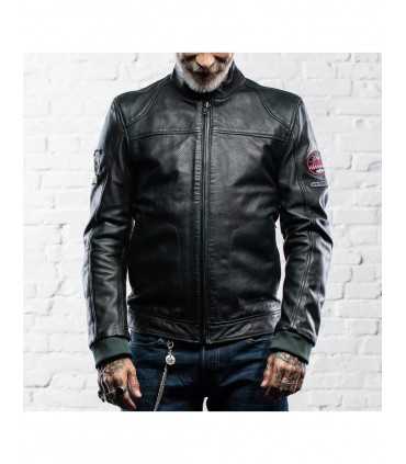 Giacca in pelle moto Holy Freedom Due dark green