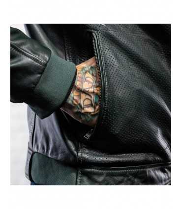 Giacca in pelle moto Holy Freedom Due dark green