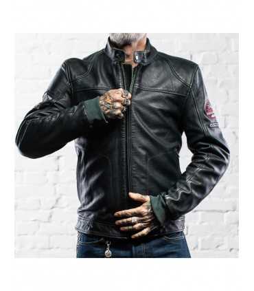 Giacca in pelle moto Holy Freedom Due dark green