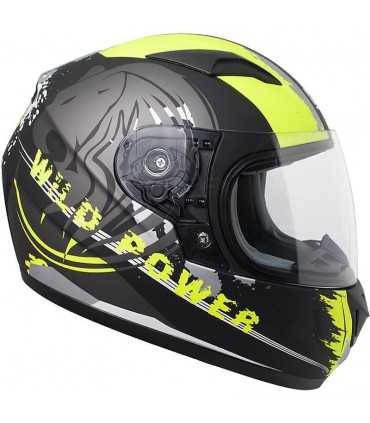 Kinder-Vollvisier-Motorradhelm CGM 265G Wild schwarz matt gelb