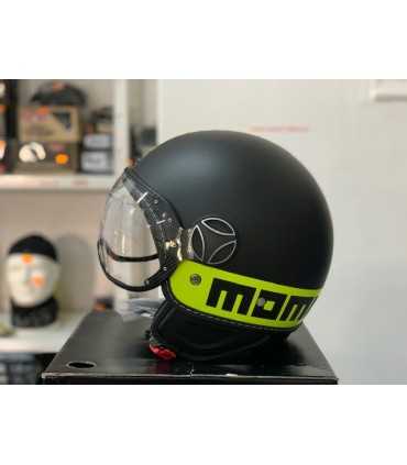 Casco Jet Momo Design FGTR nero opaco giallo