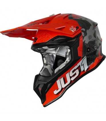 Casco cross Just-1 J39 Kinetic Camo grigio rosso fluo