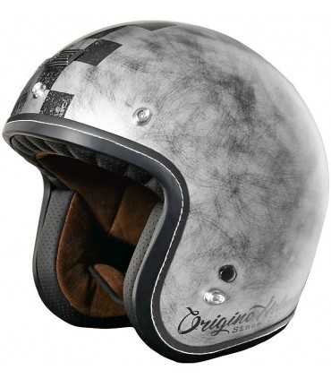 Casco jet Origine Primo Scacco silver opaco