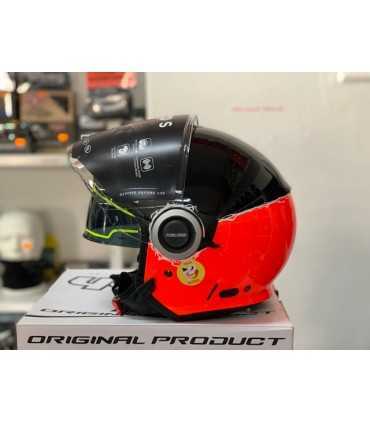 CASCO JET AIROH HELIOS ARANCIO FLUO