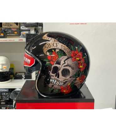 Mt Helmets Le Mans 2 Sv Skull & Roses A1 Schwarz