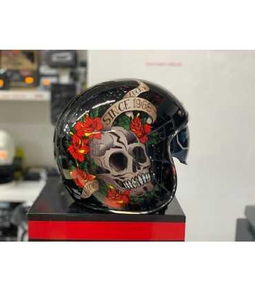 Mt Helmets Le Mans 2 Sv Skull & Roses A1 Schwarz