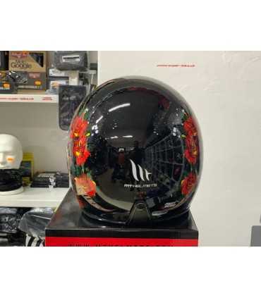 Mt Helmets Le Mans 2 Sv Skull & Roses A1 Schwarz