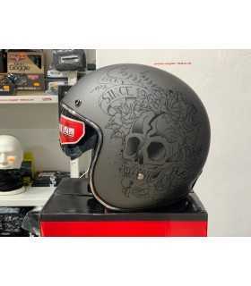 Mt Helmets Le Mans 2 Sv Skull & Roses A2 Grigio