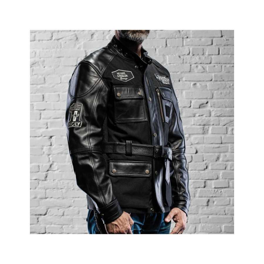 Giacca pelle moto Holy Freedom Quattro Evolution nero