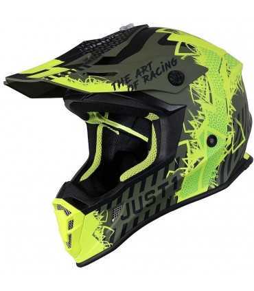 Casco cross Just 1 J38 Mask verde giallo opaco