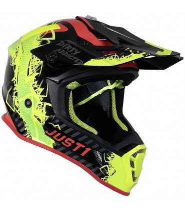 Casco cross Just 1 J38 Mask nero giallo fluo