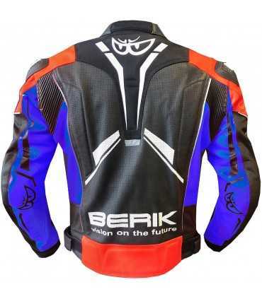 Berik 2.0 LJ leather motorcycle jacket black white blue