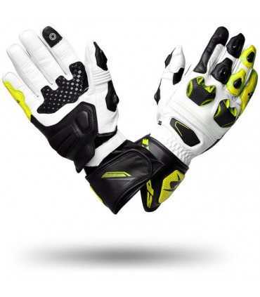 Guanti racing Spyke Tech race bianco giallo